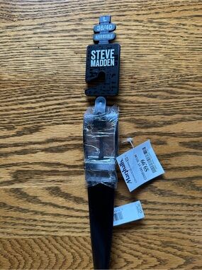 Steve Madden Black Reversible Belt with Silver Buckle